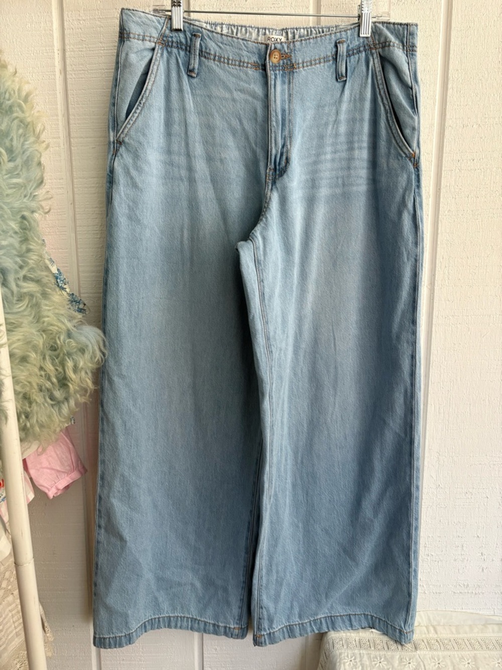 Roxy Light Blue Wide-Leg Jeans XL 90s